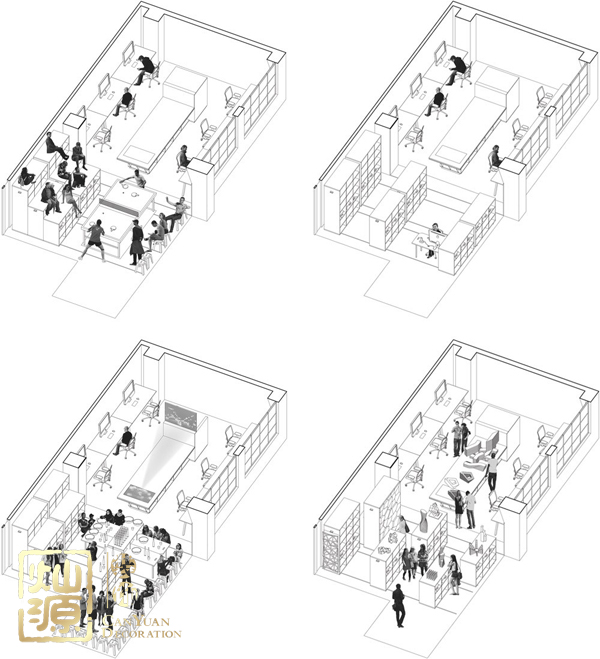 60平米7人辦公室布局圖